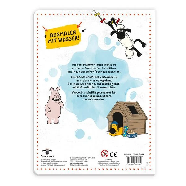 Shaun das Schaf - Zaubermalbuch - Rückseite