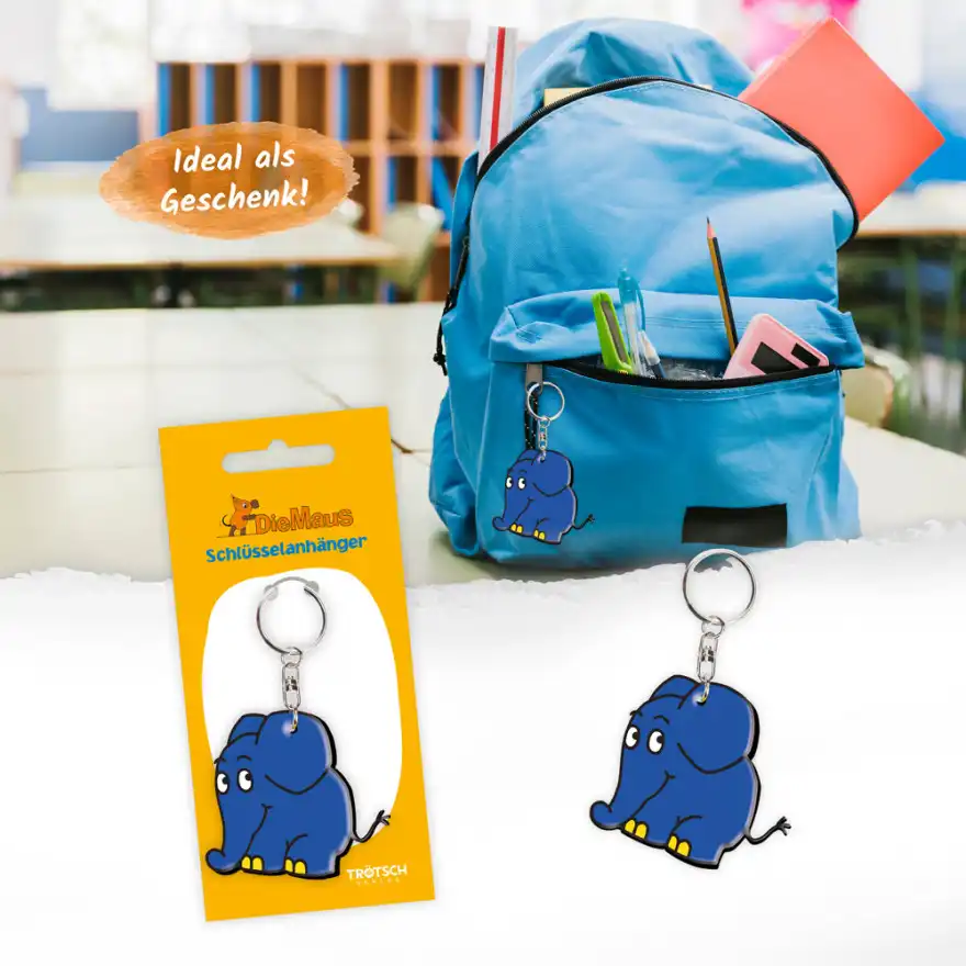 drei null zwei null zwei die maus 3D schluesselanhaenger elefant rucksack