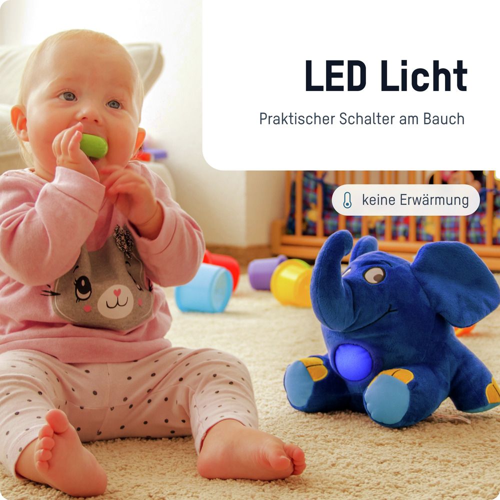 Elefant - Kuscheltier mit LED-Nachtlicht Elefant Kuscheltier mit L E D Nachtlicht