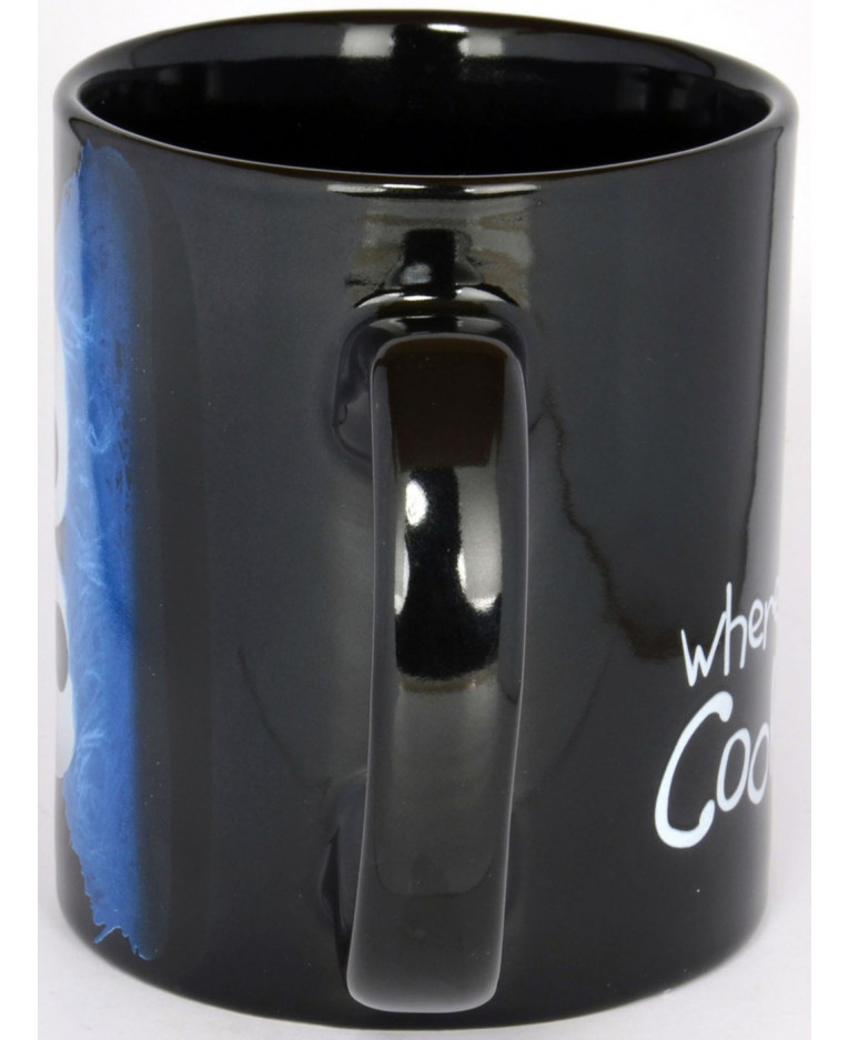 Sesamstraße - Krümelmonster - Tasse - schwarz Detailansicht Henkel, Krümelmonster Tasse schwarz, Sesamstraße Design, stabile Keramikausführung