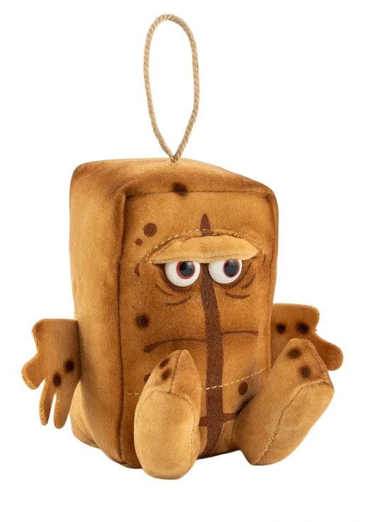 Mini Bernd das Brot Kuscheltier von der Seite – rechteckige Form, kurze Arme, 7 cm groß.