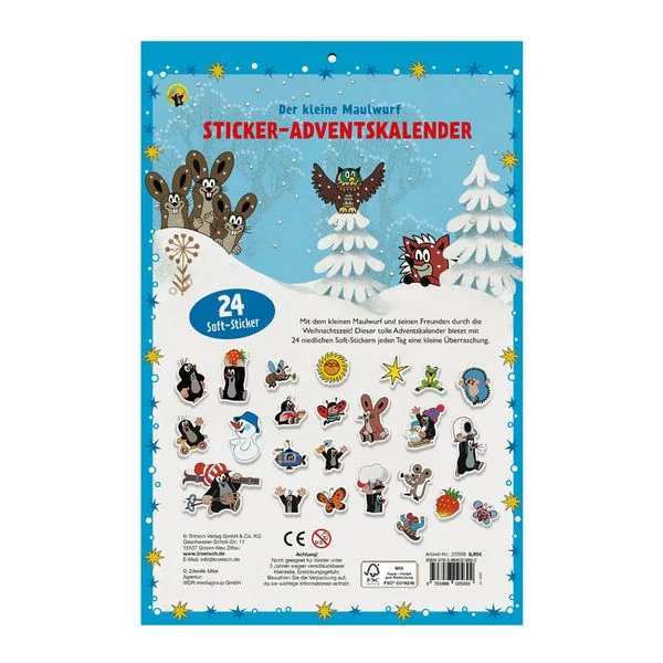 Der kleine Maulwurf - Adventskalender mit 24 Soft-Stickern