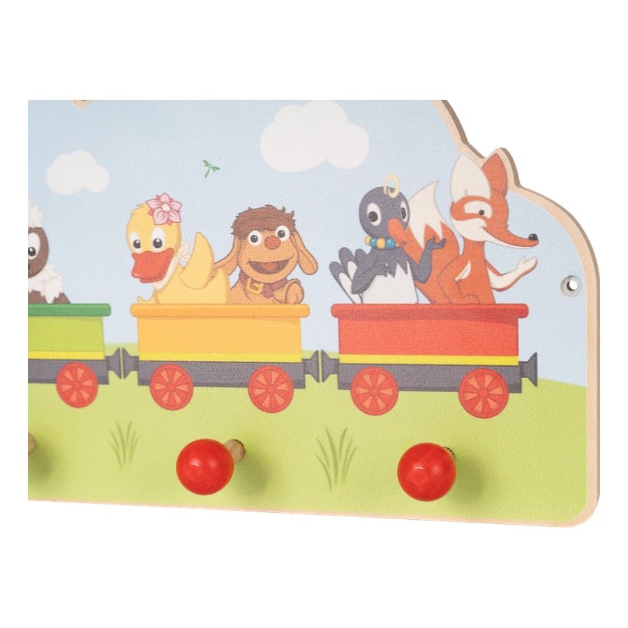 Unser Sandmännchen - Wandgarderobe aus Holz - Sandmann & Freunde im Zug