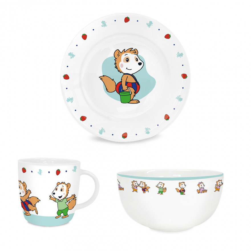 Bobo Siebenschläfer - Kindergeschirrset aus Porzellan (3-teilig)