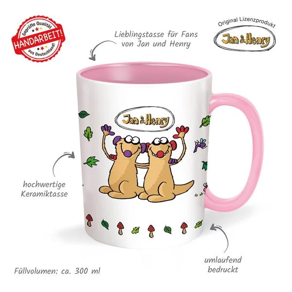 jan und henry tasse rosa umlaufend bedruckt