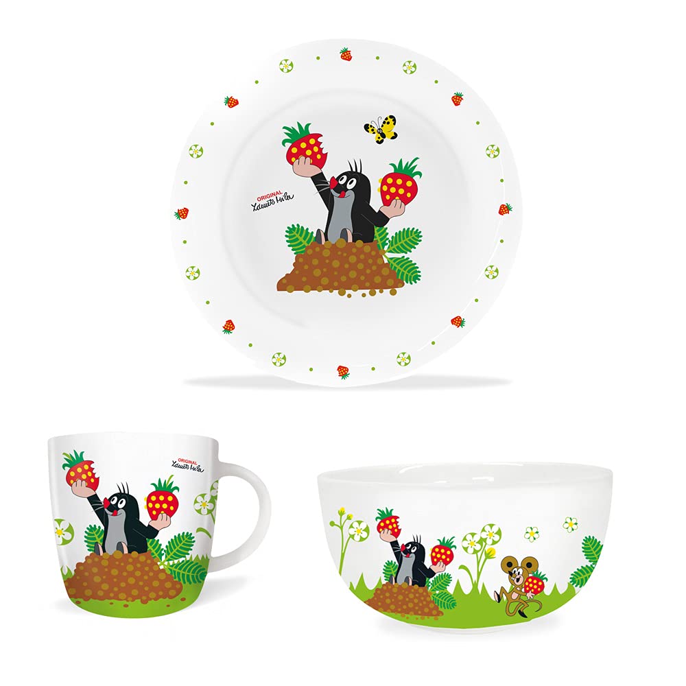 Der kleine Maulwurf - Kindergeschirr Erdbeere (3-teilig) der kleine maulwurf kindergeschirr erdbeere teller tasse schuessel