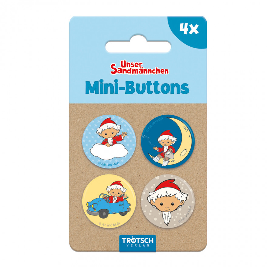 Artikelfoto0Ss38gTtbtcNx Unser Sandmännchen vierer Set Mini Buttons Sandmann