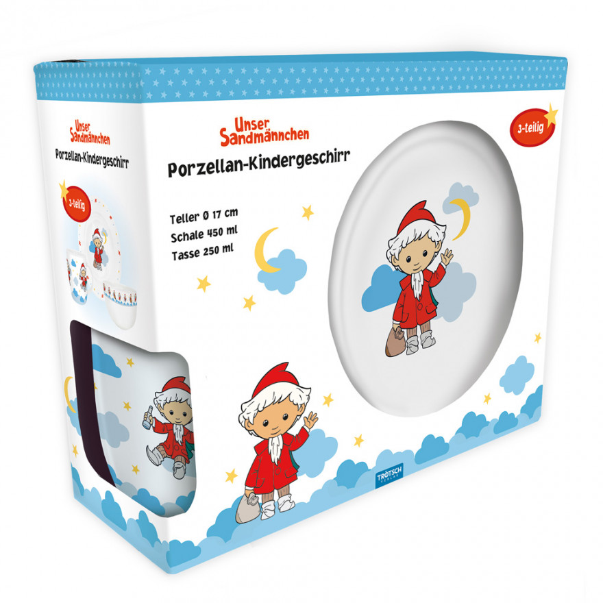 sandmannchen-porzellan-kindergeschirr-set Unser Sandmännchen Kindergeschirr Set (drei teilig)