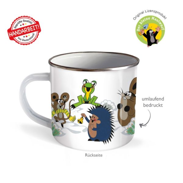 der-kleine-maulwurf-emailletasse-wintertasse-handarbeit-aus-deutschland Der kleine Maulwurf Emailletasse Wintertasse