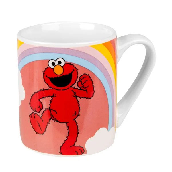 Elmo Tasse aus Porzellan, Sesamstraße Motiv, Teil des 3-teiligen Kindergeschirrsets, rot-weißes Design