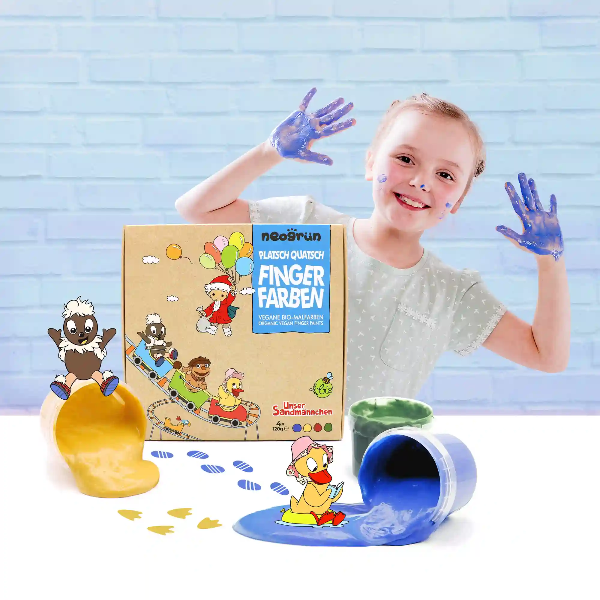 Sandmännchen Fingerfarben sandmaennchen fingerfarbe kind malt eins einszon