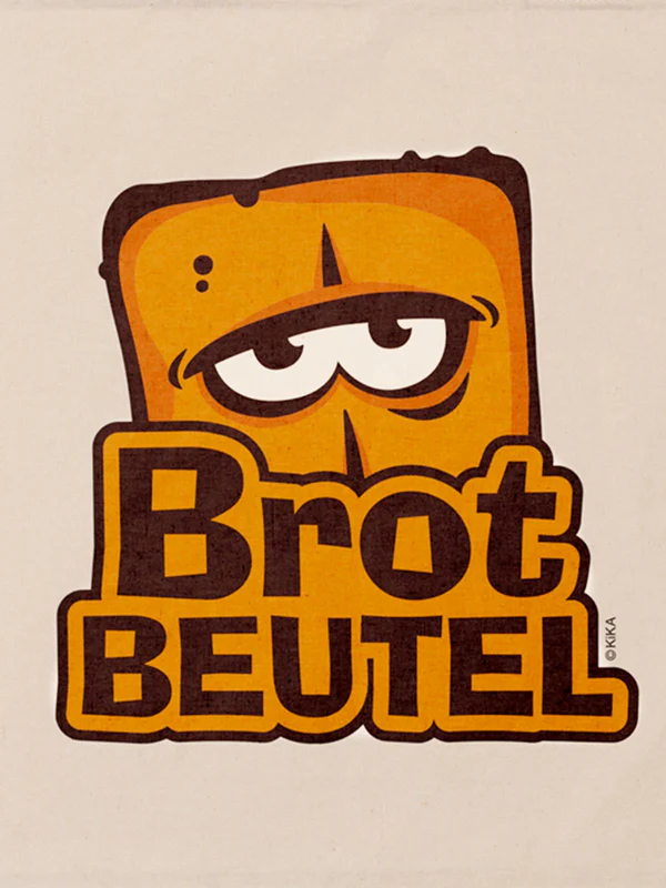 Bernd das Brot - Brotbeutel - Bio-Baumwolle  Detailansicht des Bernd das Brot Beutels – Stofftasche mit großem Bernd-Gesicht im hochwertigen Siebdruck auf Bio-Baumwolle