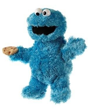 Vorderansicht Krümelmonster Handpuppe von der Sesamstraße