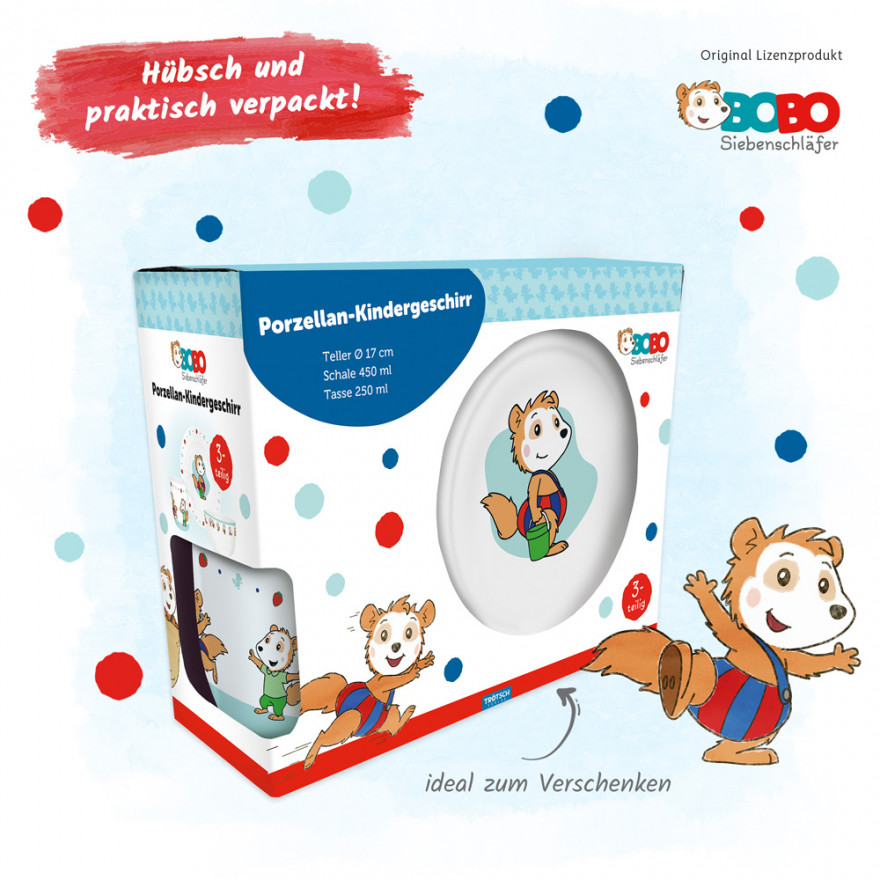 Bobo Siebenschläfer - Kindergeschirrset aus Porzellan (3-teilig)