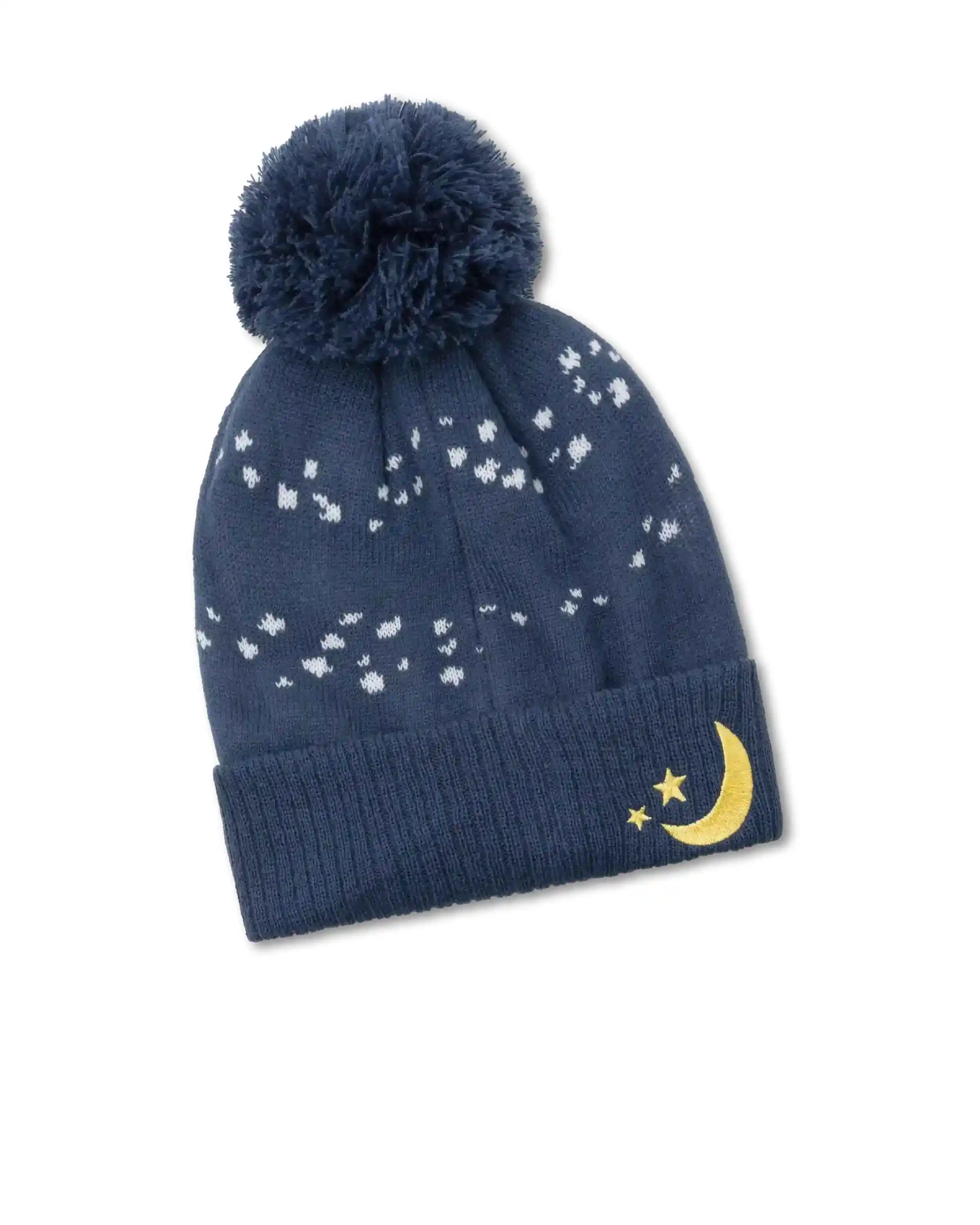 kindermuetze sandmaennchen blau wintermuetze mit bommel rueckseite