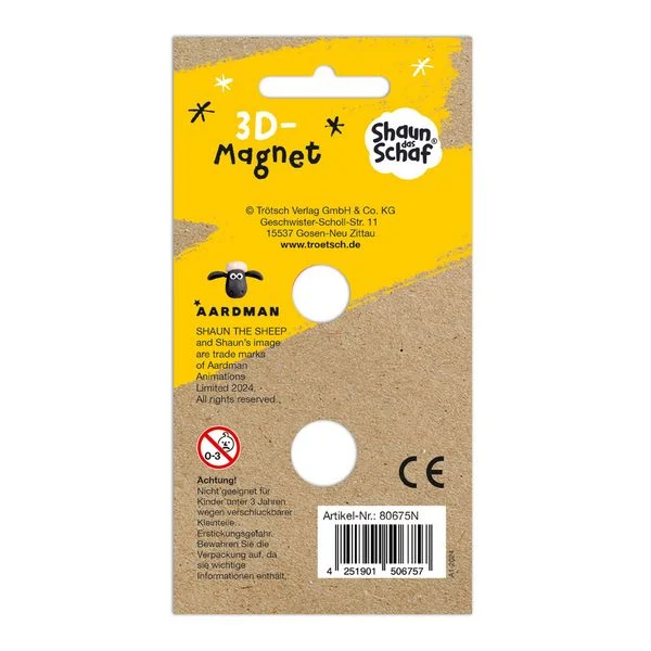 Shaun das Schaf - 3D-Magnet sitzend - Verpackung Rückseite
